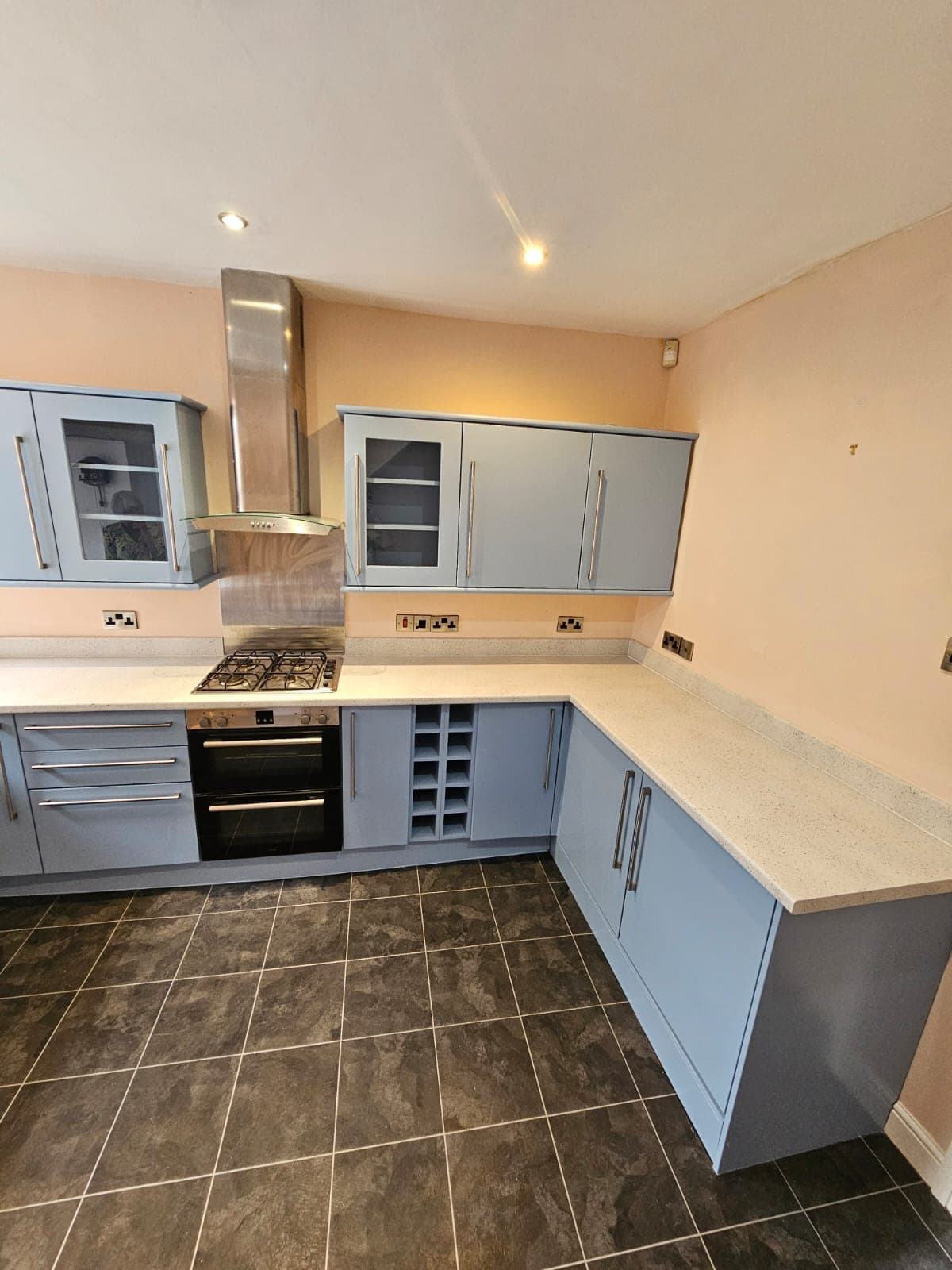 Grey Kitchen Respray — Completed Corner — PHE Decorating Sheffield project photo