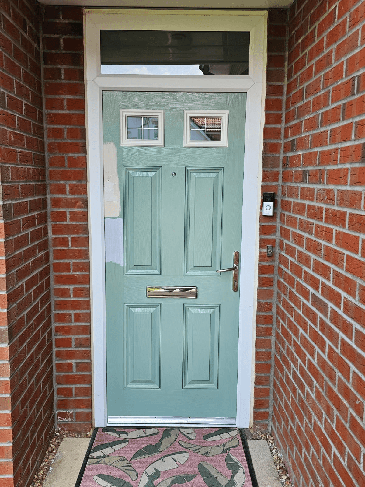 UPVC front door spraying Sheffield — sage green colour change finished result